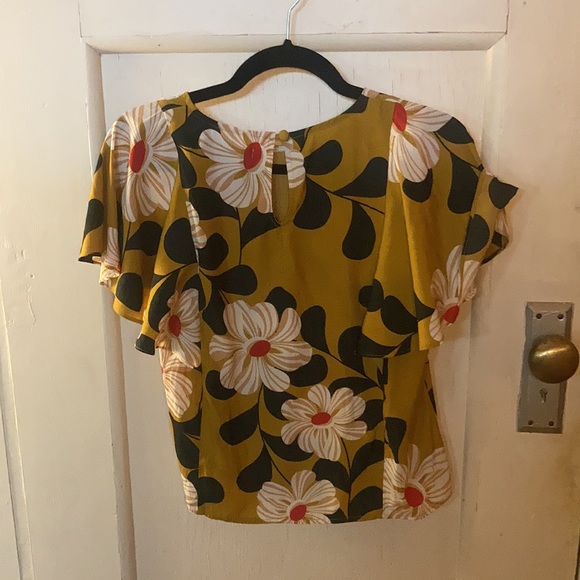 Anthropologie Ikebana Yellow Floral Blouse - Picture 6 of 7